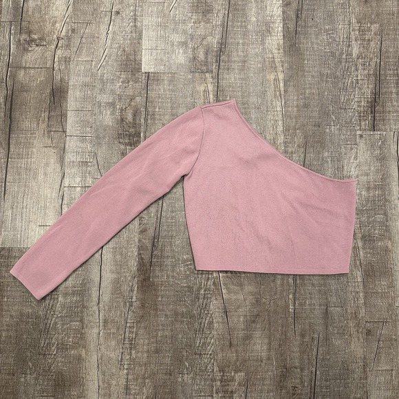 Endless Rose Tops - Endless Rose One Shoulder Knit Top Pink Women's M Boho Crop Long Sleeve